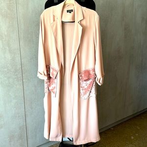 TOP SHOP DUSTER COAT WITH LARGE VELVET POCKETS US Size 0